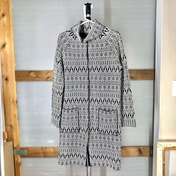 Maxmara WEEKEND 100% Wool Black White Knit Coatigan‎ - Picture 2 of 10